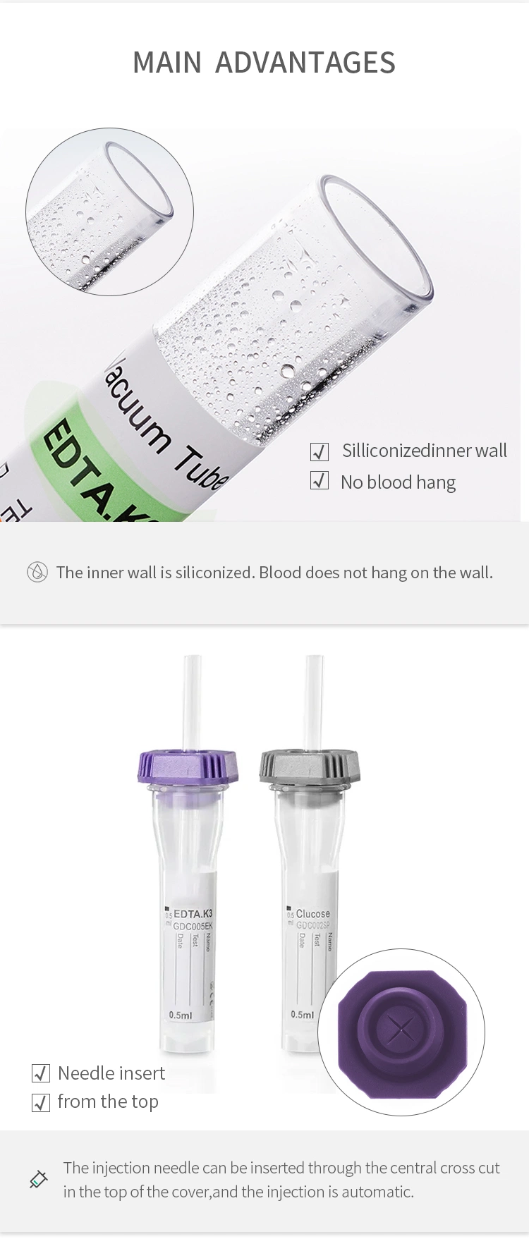 Disposable Glass or Pet EDTA/Plain/Gel&Clot/Heparin/ESR Vacuum or Non-Vacuum Blood Collection Tube